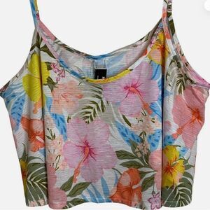 HURLEY LADIES  FLORAL SUNSET DISTRICT SWING TANK ADJUST STRAPS CROPPED SMALL NWT
